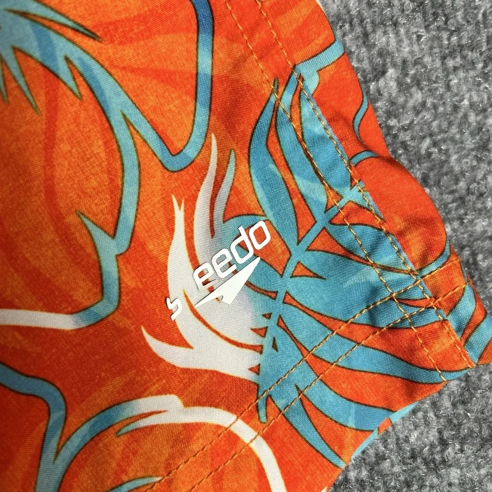 Speedo Swim‎ Trunks Lot (2) Boy's M Blue Orange Tropical Print